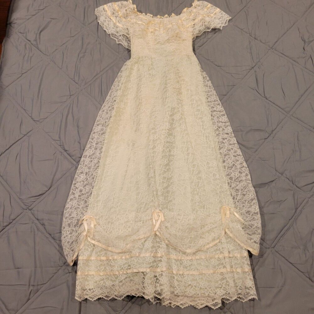 jcpenney White Lace Mini Dress with Ivory Trim
